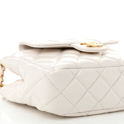 Chanel Shiny Crumpled Calfskin Quilted Small Wavy CC Hobo White 9 of 10