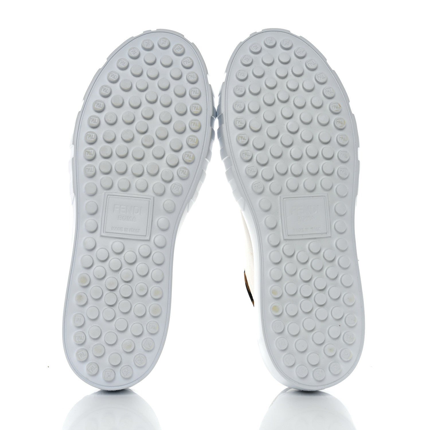 Fendi Fabric Jacquard Vitello Technical Fabric FF Womens Fendi Force Low Top Sneakers 41 White Tobacco 5 of 9
