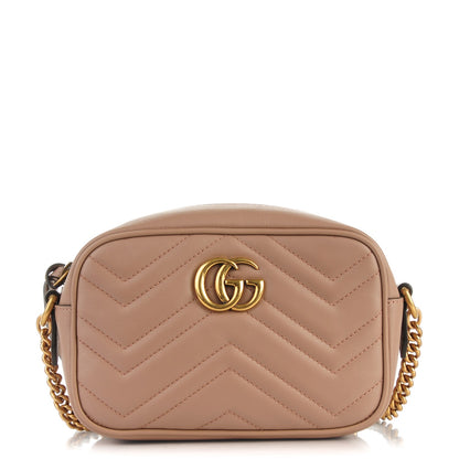 Gucci Calfskin Matelasse Mini GG Marmont Chain Shoulder Bag Nude 1 of 7