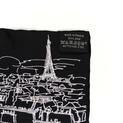 Hermes Silk Un Jardin Sur Le Toit Pocket Square Black White 4 of 4