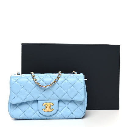 Chanel Lambskin Quilted Mini Rectangular Pearl Crush Flap Light Blue 11 of 11