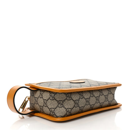 Gucci GG Supreme Monogram Textured Calfskin Retro Interlocking G Travel Pouch Beige Yellow 4 of 7