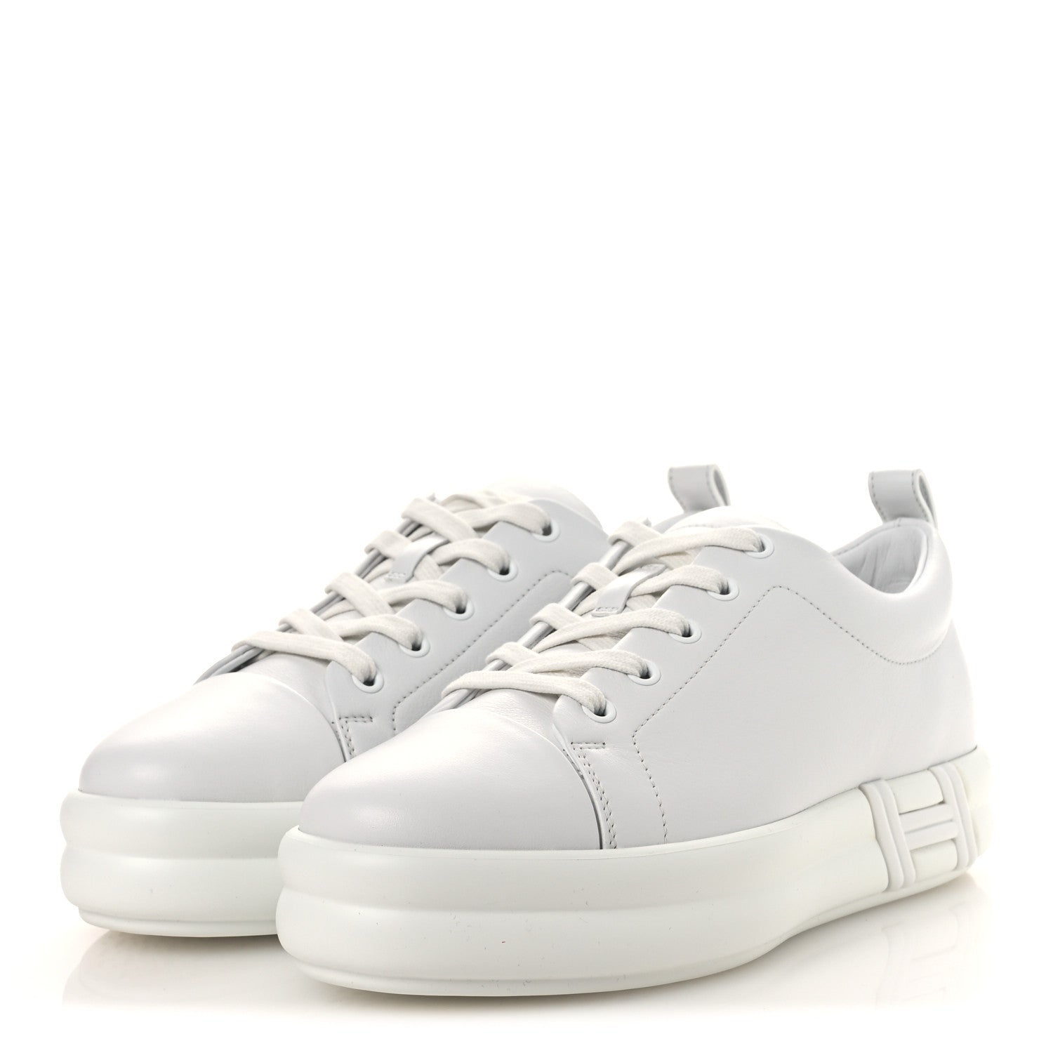 Hermes Calfskin Womens Happy Sneakers 38 White 4 of 12