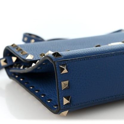 Valentino Garavani Pebbled Calfskin Medium Rockstud Flip Lock Crossbody Bag Peacock 8 of 9