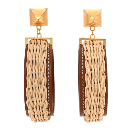 Hermes Wicker Swift Medor Picnic Earrings GM Gold 1 of 4
