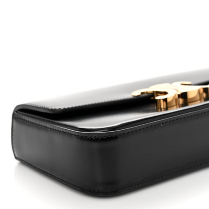 Celine Shiny Calfskin Triomphe Chain Shoulder Bag Black 9 of 10
