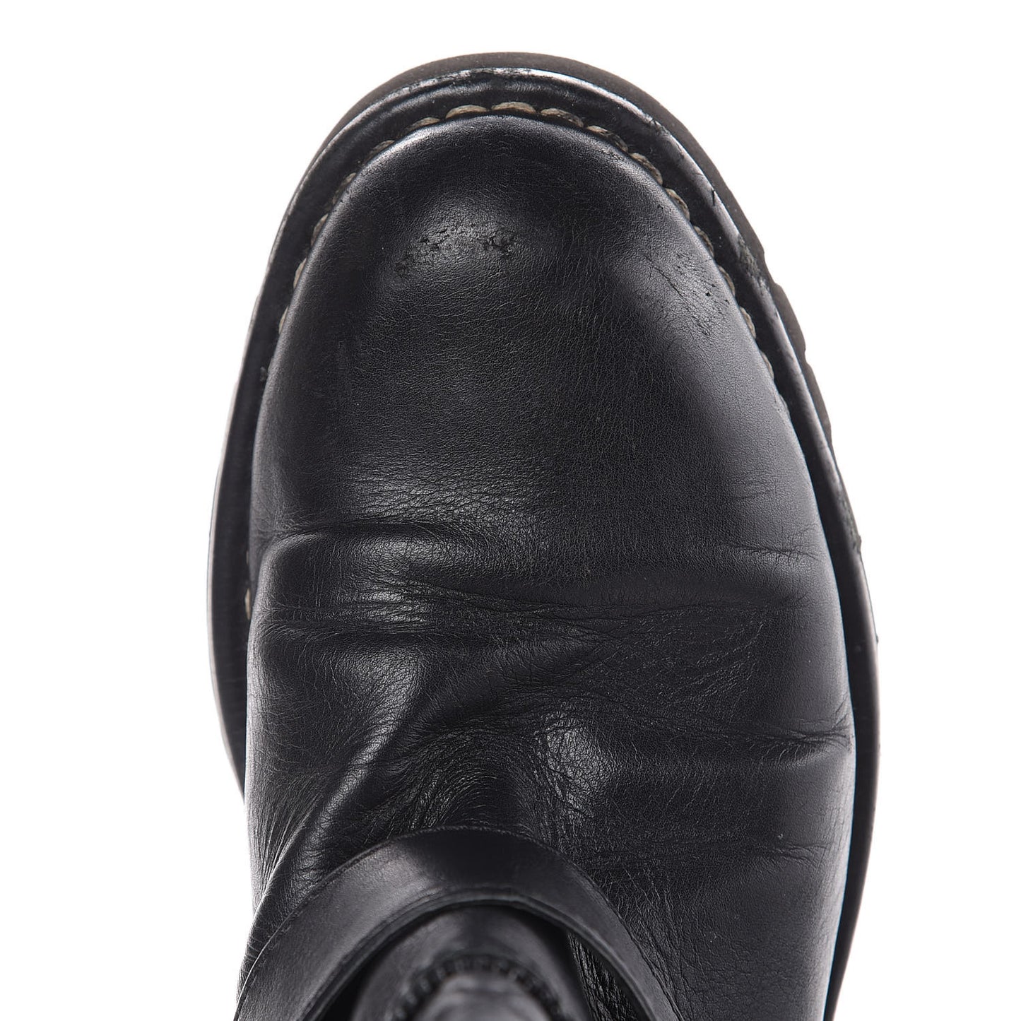 Calfskin Quilted Biker Boots 38.5 Black