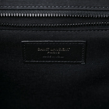 Saint Laurent Grain De Poudre Textured Mixed Matelasse Large Triquilt Monogram Monochrome Satchel Black 6 of 9