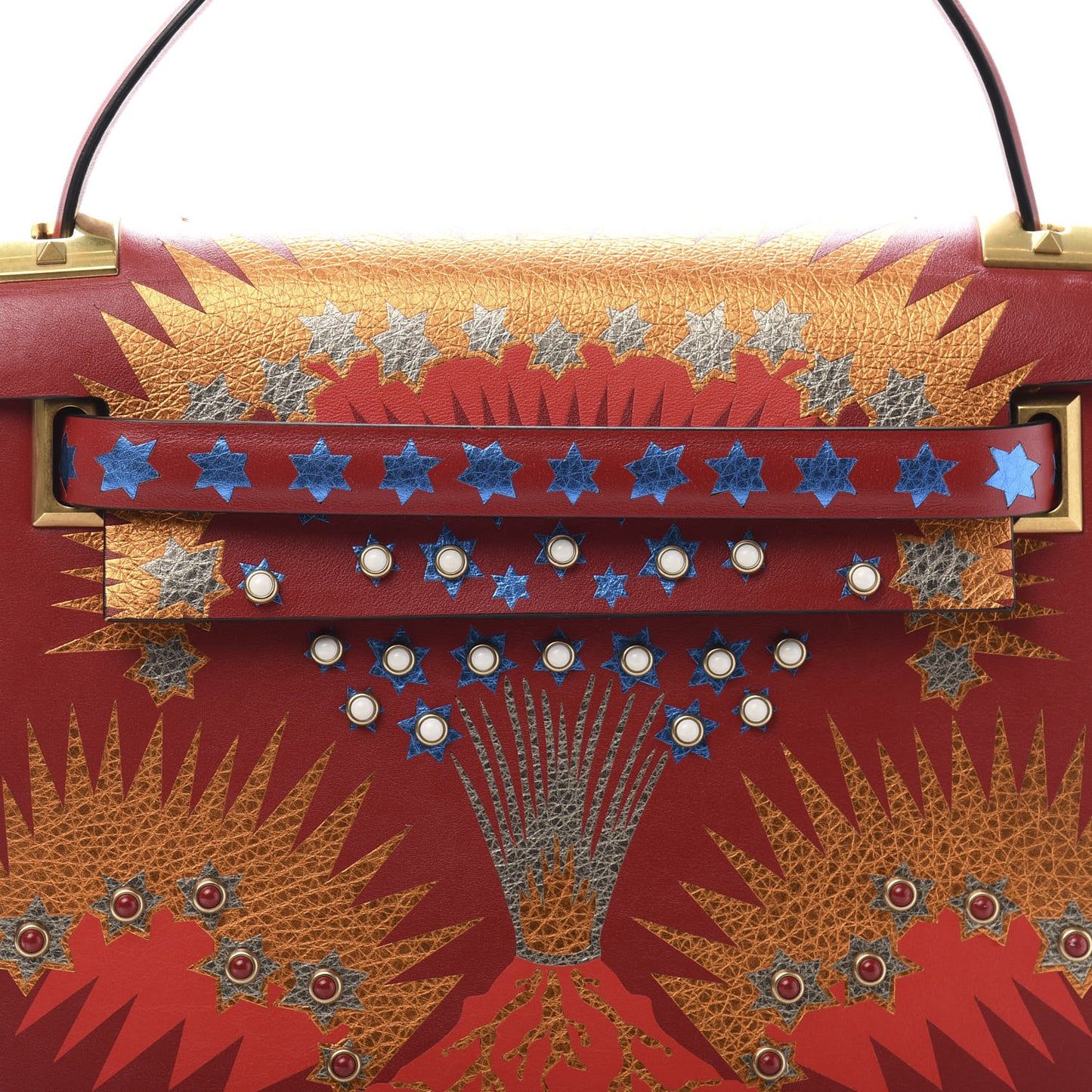 Calfskin Enchanted Wonderland My Rockstud Frame Bag Rosso Valentino