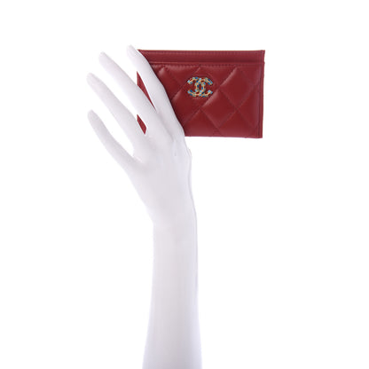 Chanel Lambskin Quilted Card Holder Red Multicolor 2 of 9