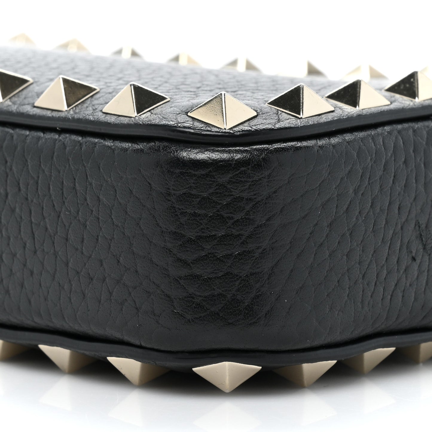Pebbled Calfskin Rockstud Small Chain Shoulder Bag Black