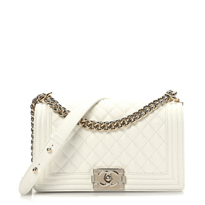 Chanel Caviar Quilted Medium Boy Flap White 1 of 9