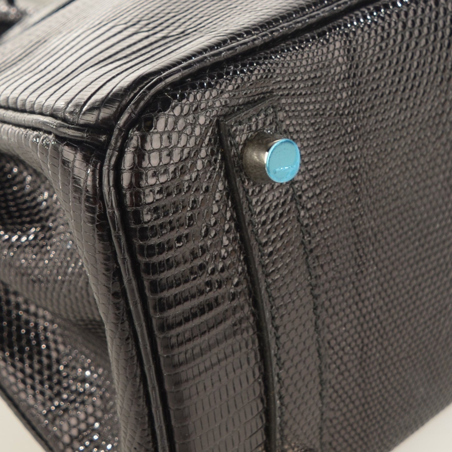 Shiny Lizard Birkin 25 Black