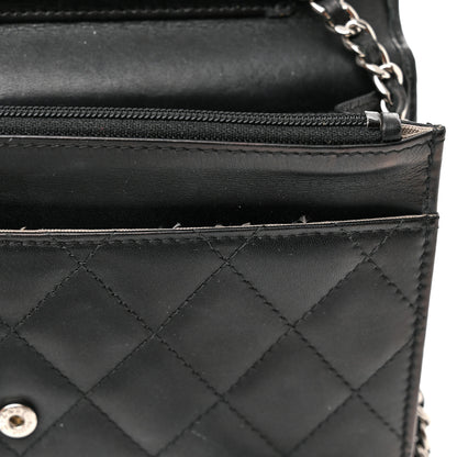 Chanel Calfskin Quilted Cambon Wallet on Chain WOC Black White 13 of 14