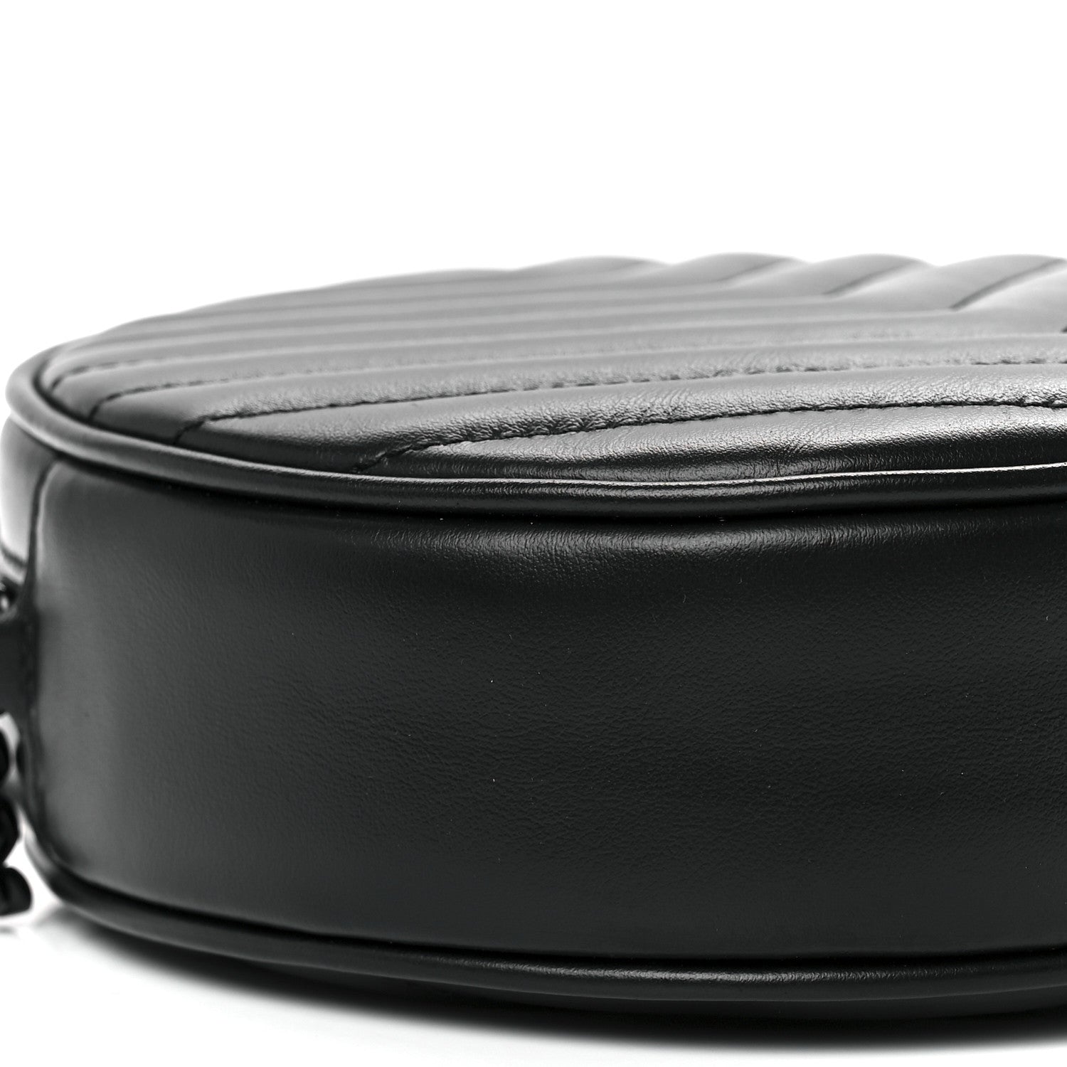 Saint Laurent Calfskin Matelasse Chevron Round Vinyle Camera Bag Black 11 of 12