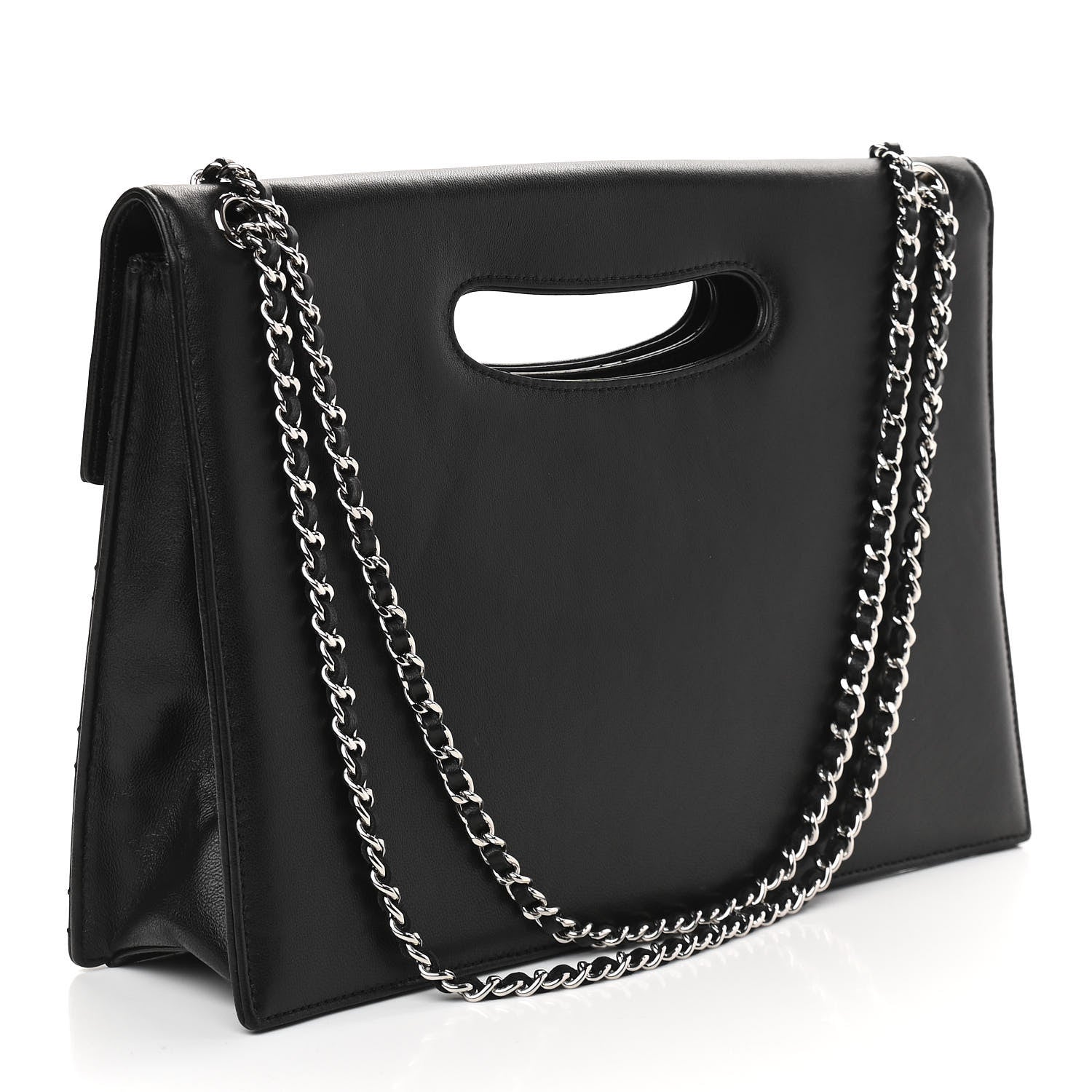 Chanel Lambskin Top Handle Logo Flap Black 2 of 9