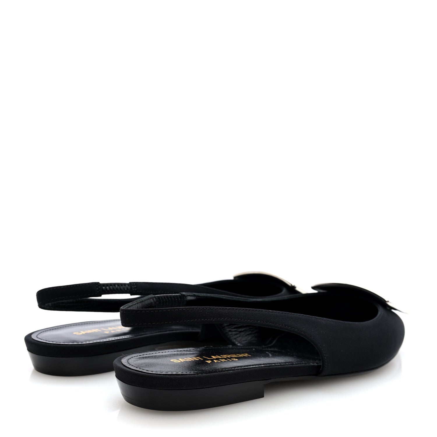 Saint Laurent Crepe De Chine Vivi 10 Plate Slingback Flats 37.5 Black 5 of 9