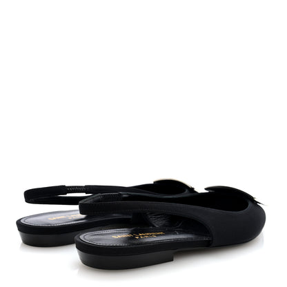 Saint Laurent Crepe De Chine Vivi 10 Plate Slingback Flats 37.5 Black 5 of 9