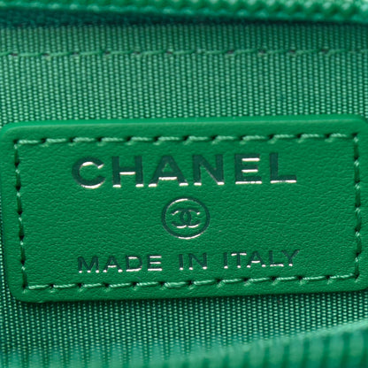 Chanel Caviar Quilted Boy Zip Around Coin Purse Wallet Green 6 of 8