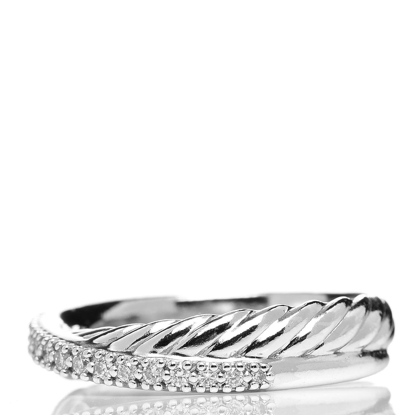Sterling Silver Diamond 5mm Crossover Ring 54 7