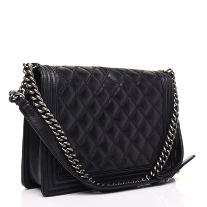 Chanel Calfskin Embossed Stitch Large Boy Flap Black 3 of 18