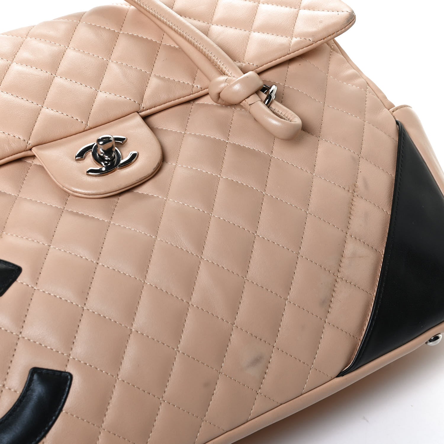 Chanel Calfskin Quilted Large Cambon Flap Beige Black 11 of 11