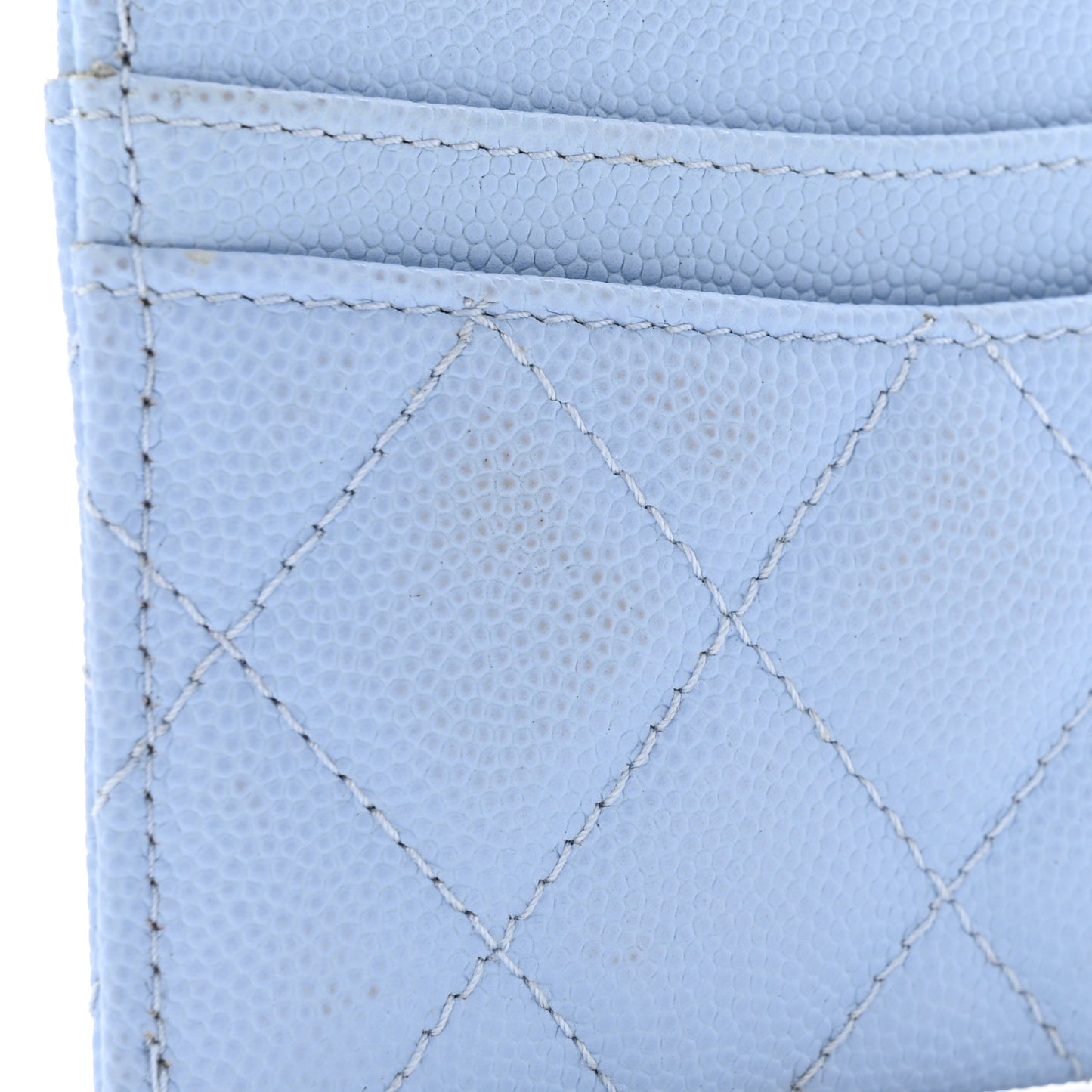 Caviar Quilted Card Holder Light Blue