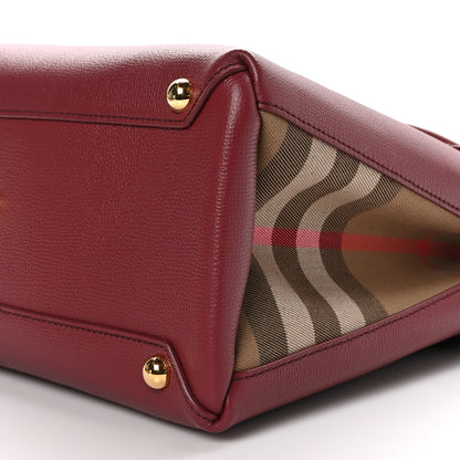 Burberry Grainy Calfskin House Check Medium Banner Tote Crimson 10 of 10