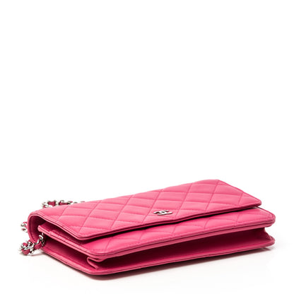 Chanel Lambskin Quilted Wallet On Chain WOC Pink 4 of 7