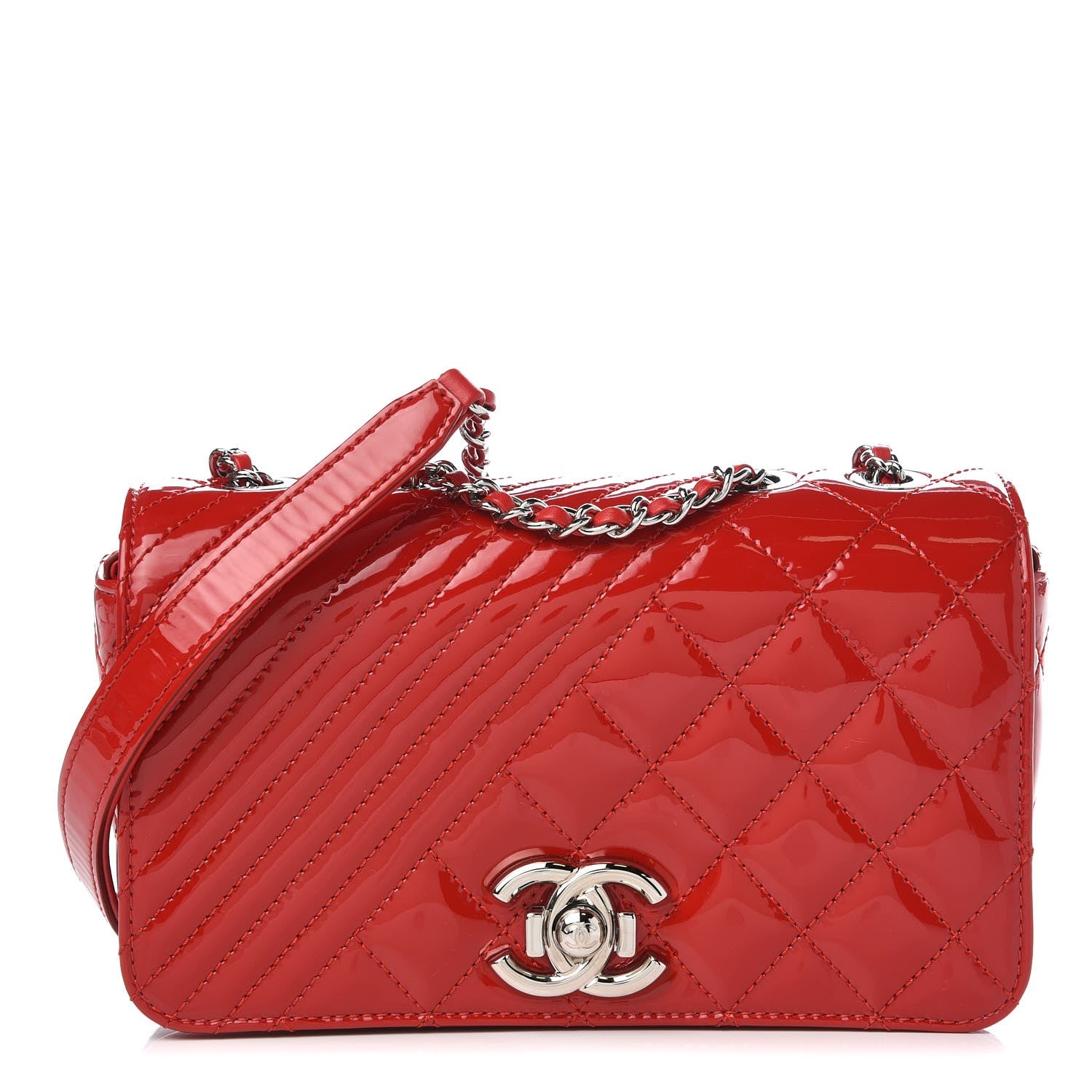 Chanel Patent Quilted Small Coco Boy Flap Red 1 of 8
