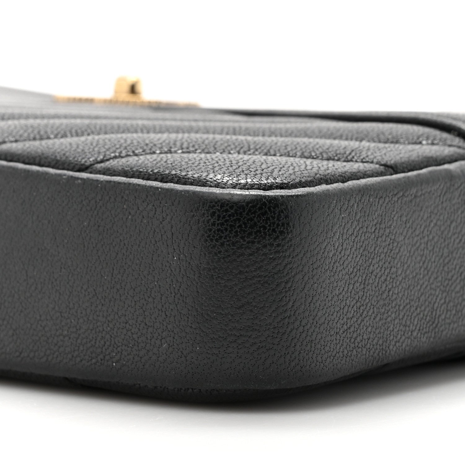 Chanel Metallic Sheepskin Chevron Quilted Small Vintage Mademoiselle Clutch With Chain Black 11 of 16