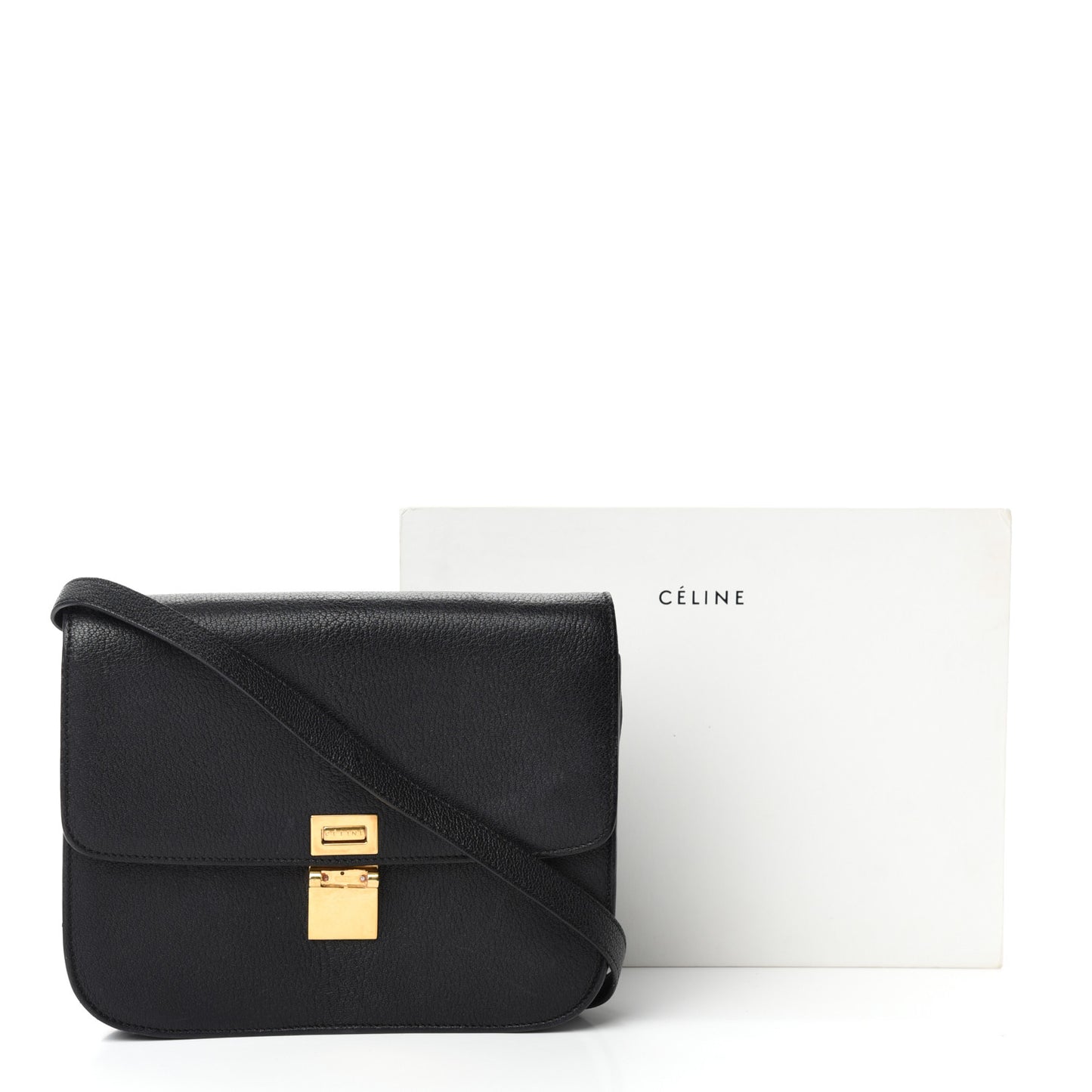 Goatskin Medium Classic Box Flap Bag Black
