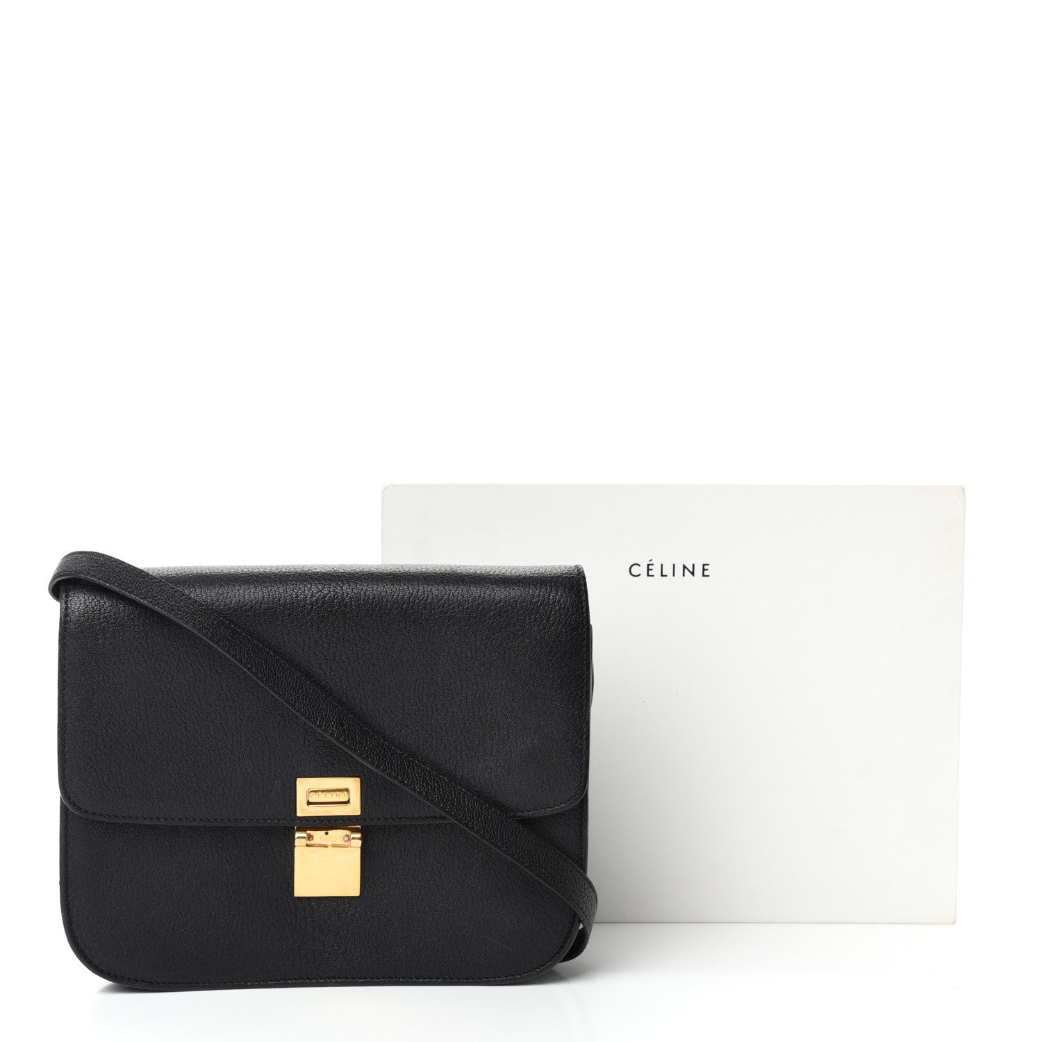 Celine Goatskin Medium Classic Box Flap Bag Black 12 of 12