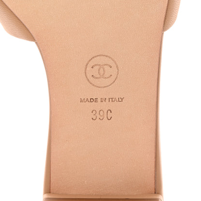 Chanel Lambskin Enamel CC Mules Sandals 39 Beige 6 of 11