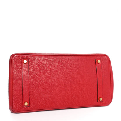 Hermes Taurillon Clemence Birkin 35 Rouge Vif 4 of 11