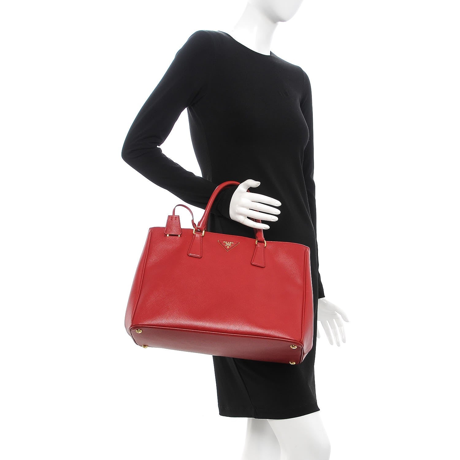 Prada Saffiano Lux Large Tote Rosso 2 of 13