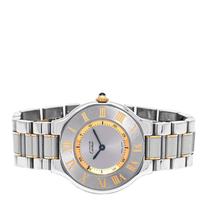 Cartier Stainless Steel 18K Yellow Gold 31mm Must De 21 Quartz Watch 2 of 4
