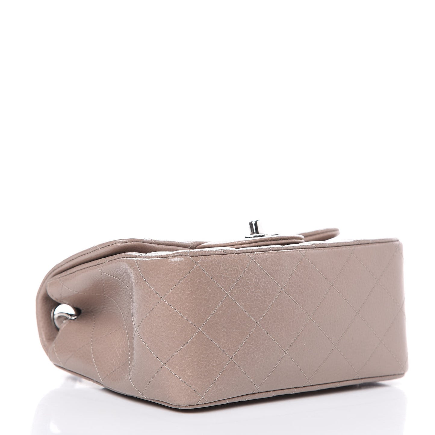 Caviar Quilted Mini Square Flap Taupe