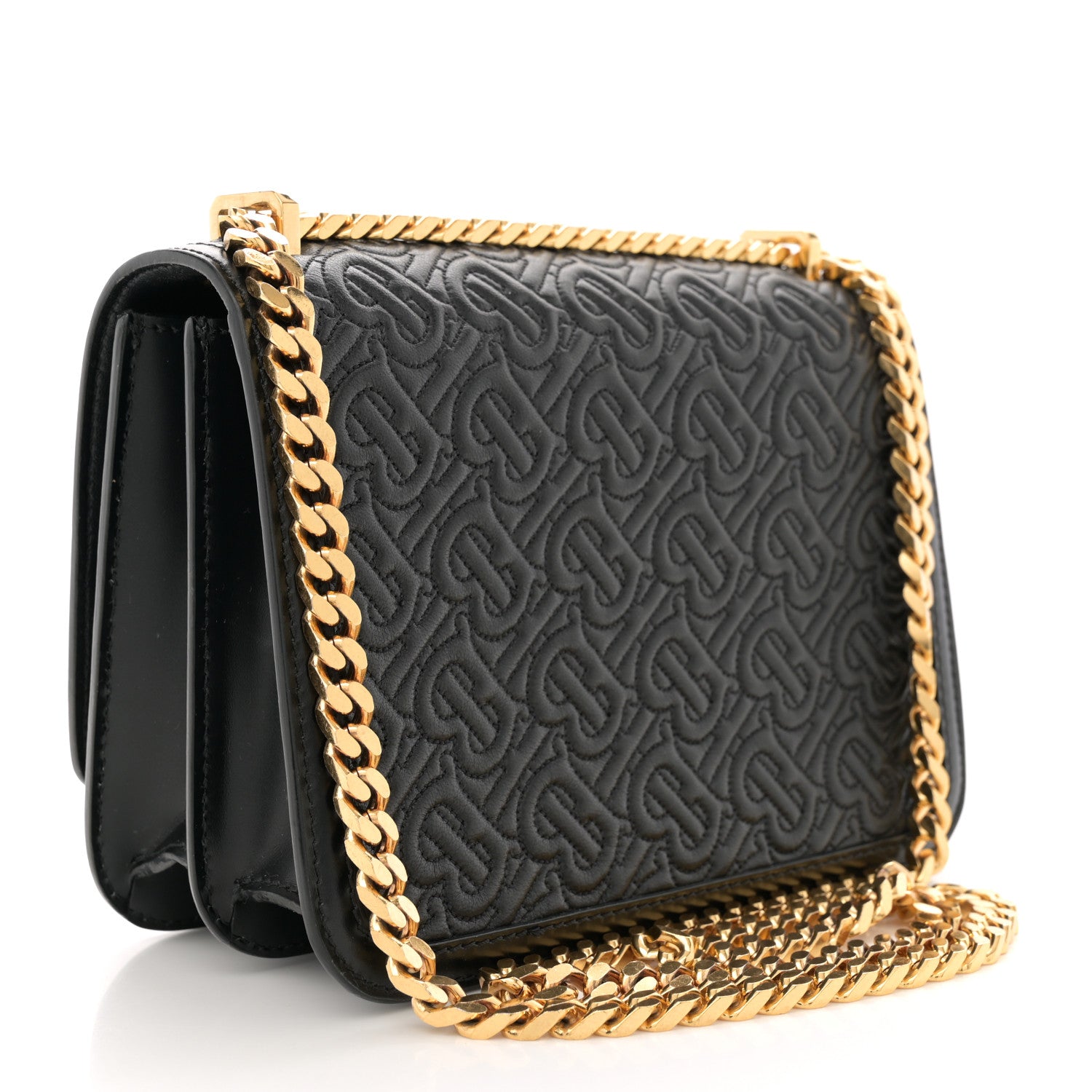 Burberry TBロゴ ショルダーバッグ Burberry Calfskin Monogram Embossed Small TB Chain Bag Black