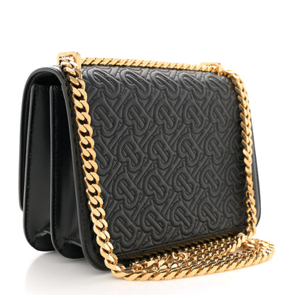 Burberry Calfskin Monogram Embossed Small TB Chain Bag Black 3 of 11