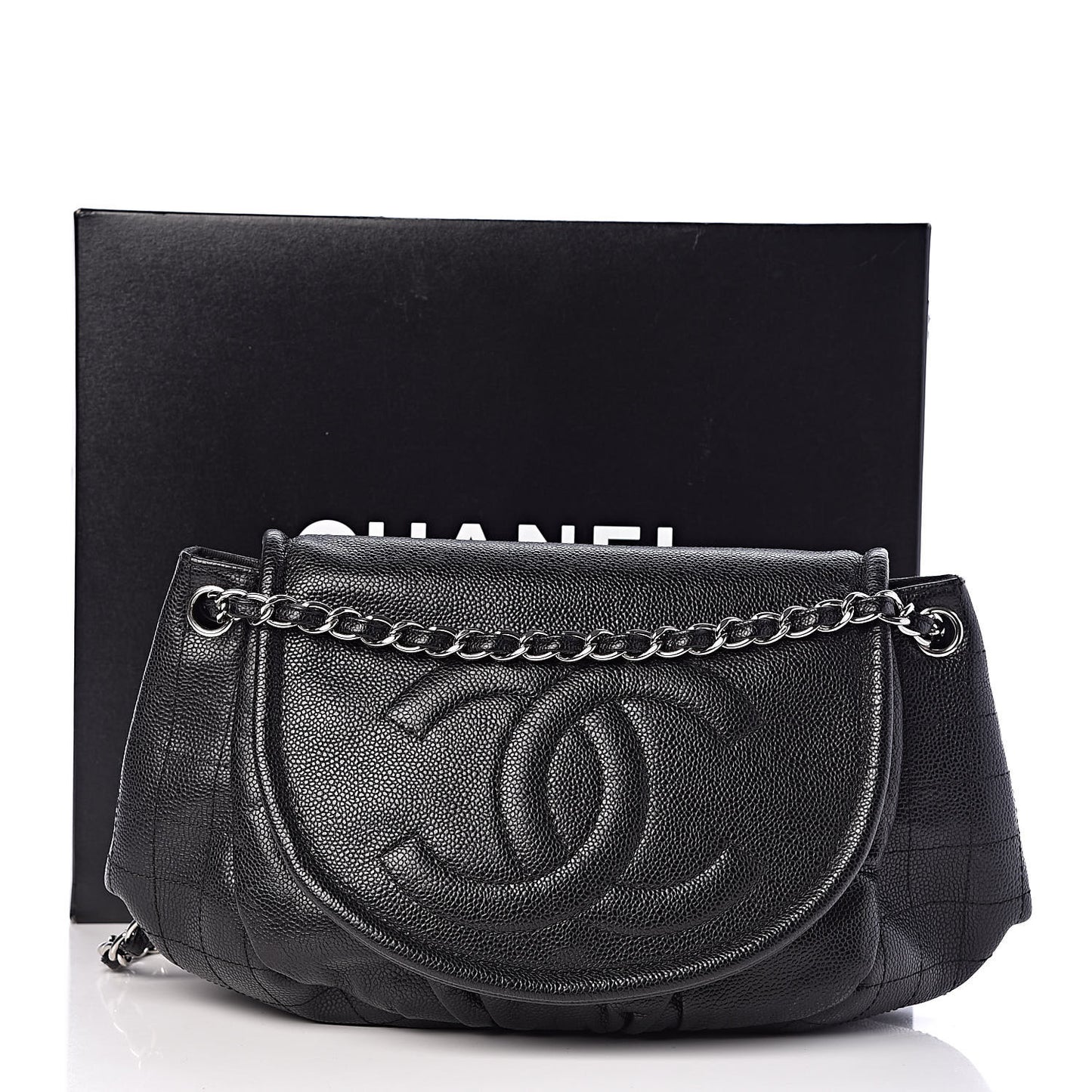 Caviar Half Moon Large Flap Black