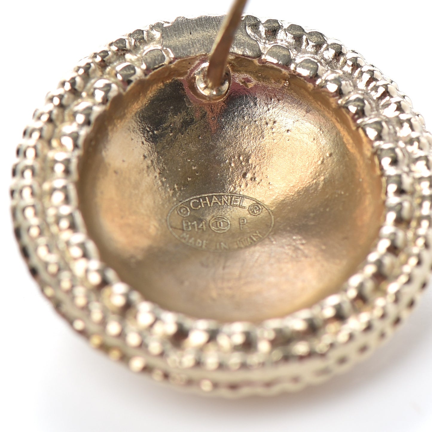CC Button Earrings Gold