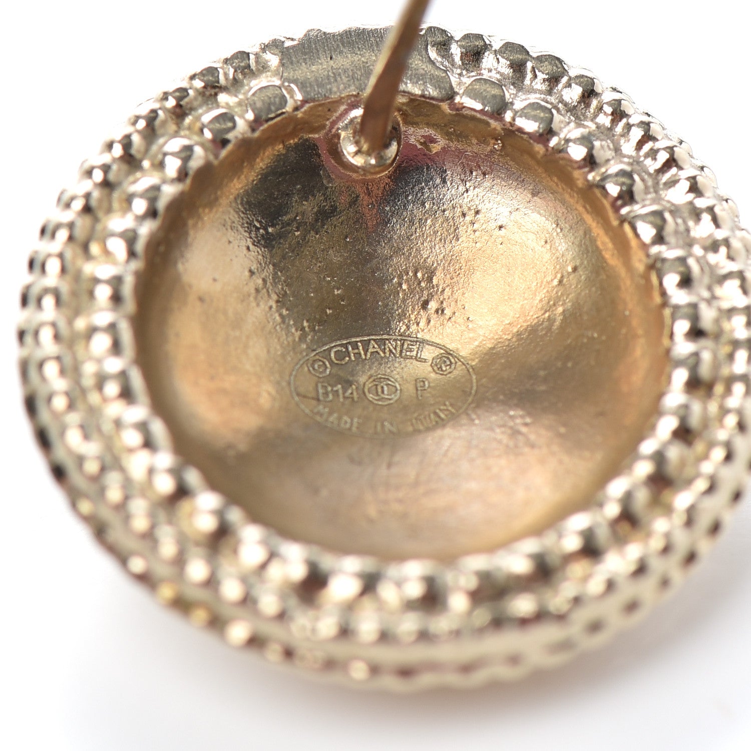 Chanel CC Button Earrings Gold 4 of 5