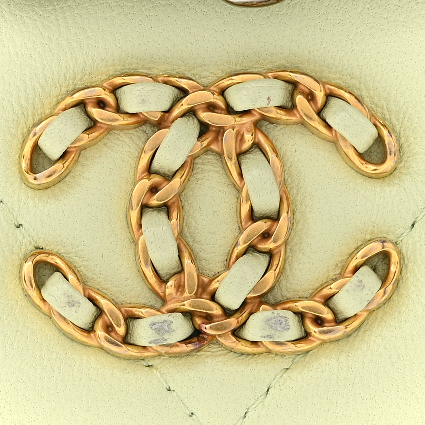 Lambskin Quilted Chanel 19 Clutch With Chain Light Green