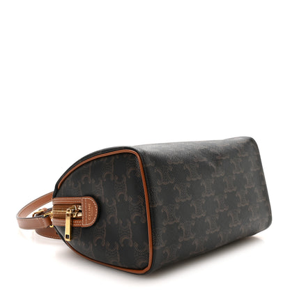 Celine Triomphe Canvas Calfskin Small Boston Bag Tan 4 of 12
