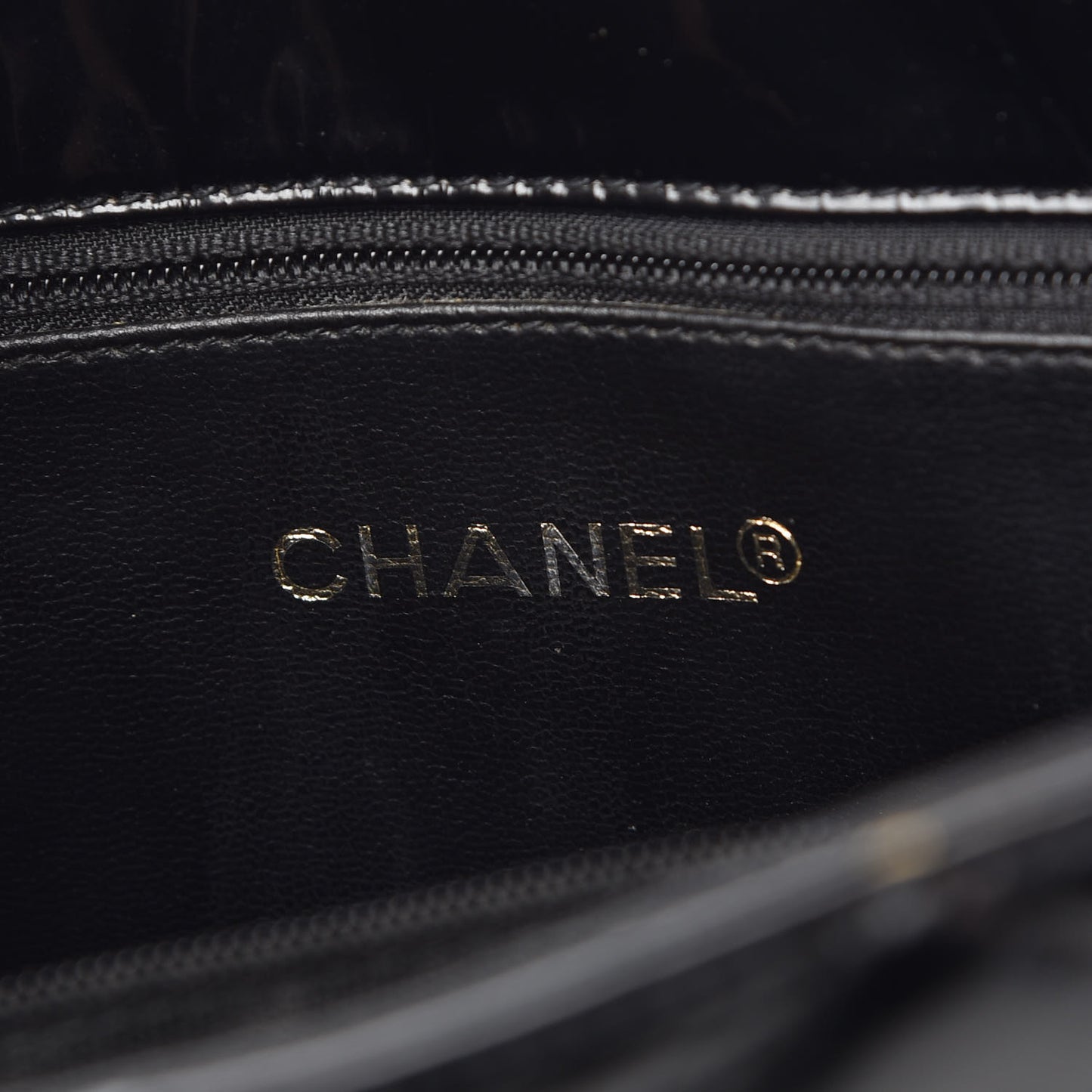 Patent Quilted Shopping Tote Black
