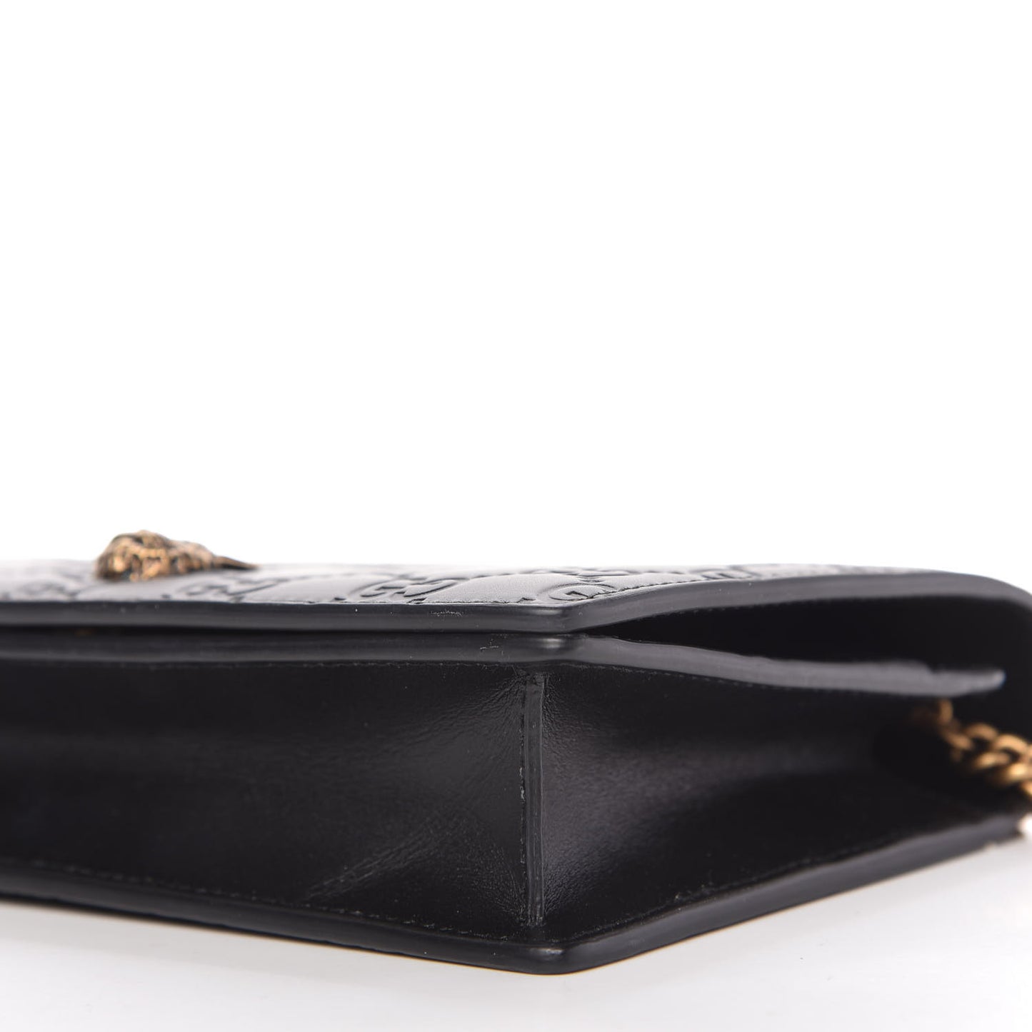Guccissima Signature Crystal Cat Chain Wallet Black