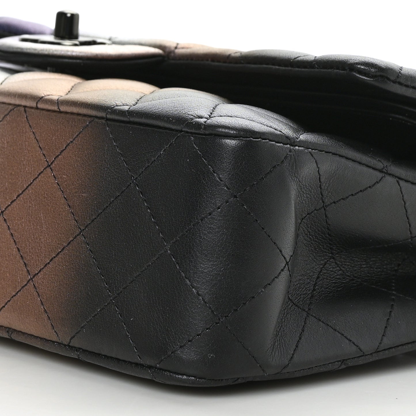 Calfskin Quilted Ombre Medium Double Flap Black