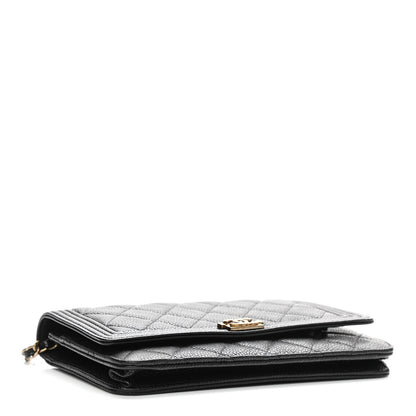 Chanel Caviar Quilted Boy Wallet On Chain WOC Black 4 of 11