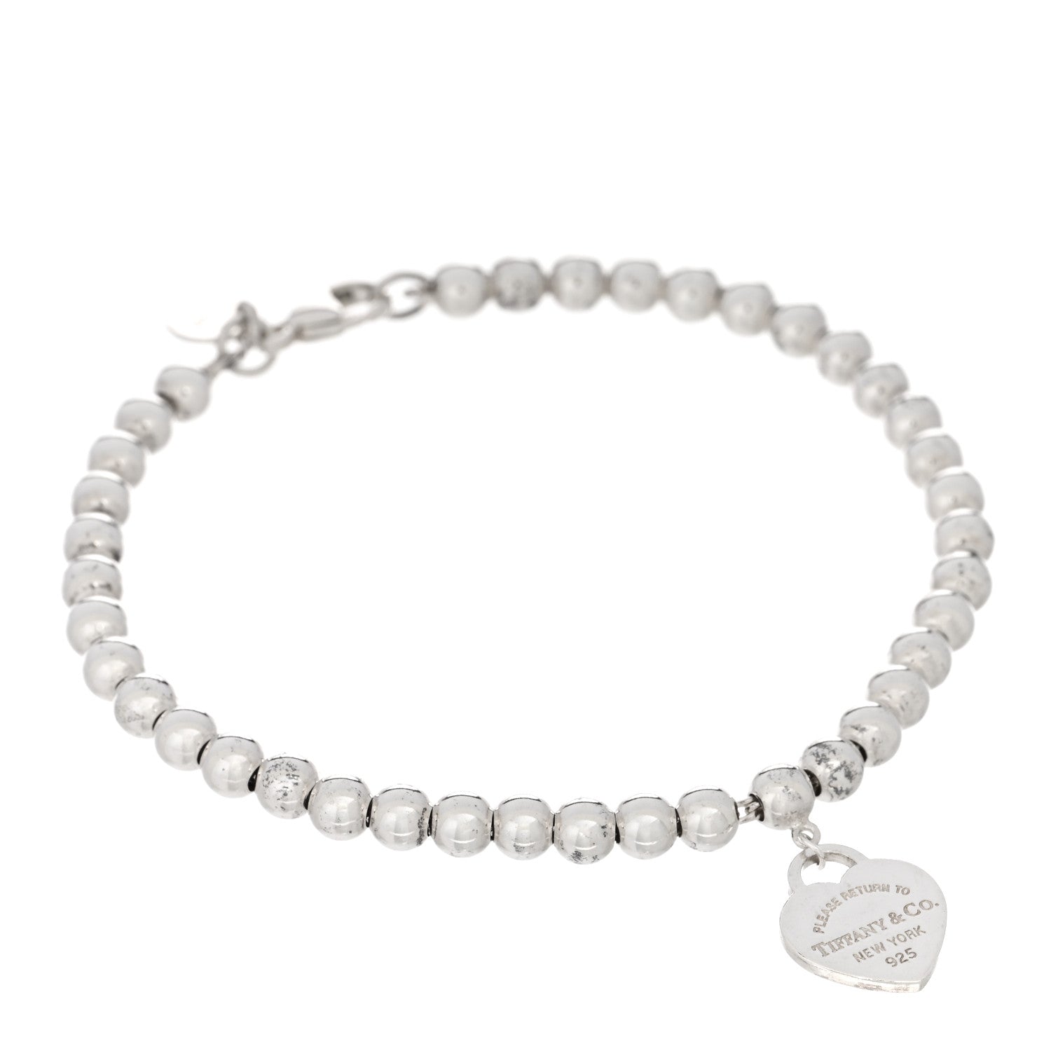 Tiffany Sterling Silver 4mm Return To Tiffany Heart Tag Bead Bracelet 1 of 3